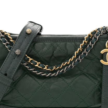 Chanel Aged Calfskin Quilted Small Gabrielle Hobo Dark Green 8 of 12