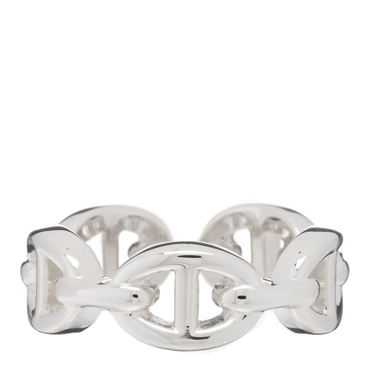 Hermes Sterling Silver PM Chaine d'Ancre Enchainee Band Ring 51 5.75 1 of 4