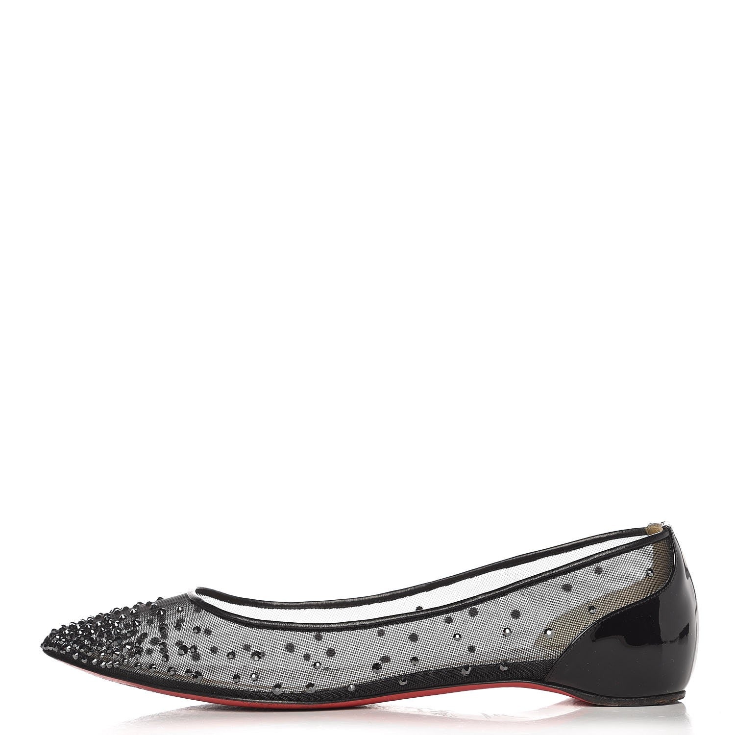 Christian Louboutin Mesh Crystal Embellished Follies Strass Flats 37 Black 1 of 10