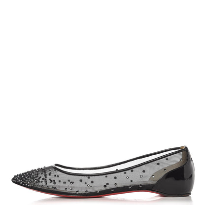Christian Louboutin Mesh Crystal Embellished Follies Strass Flats 37 Black 1 of 10