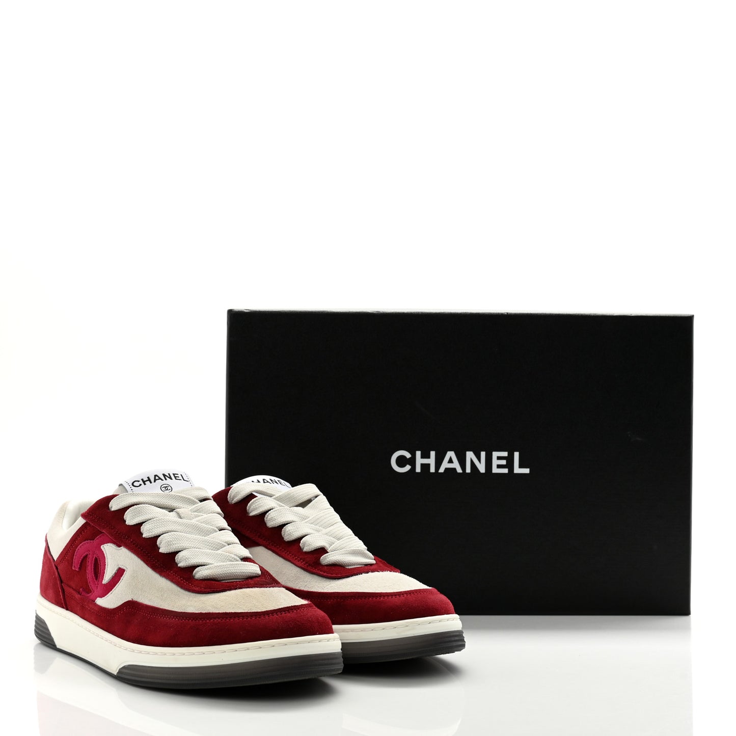 Suede Kidskin Womens CC Sneakers 38.5 Burgundy White