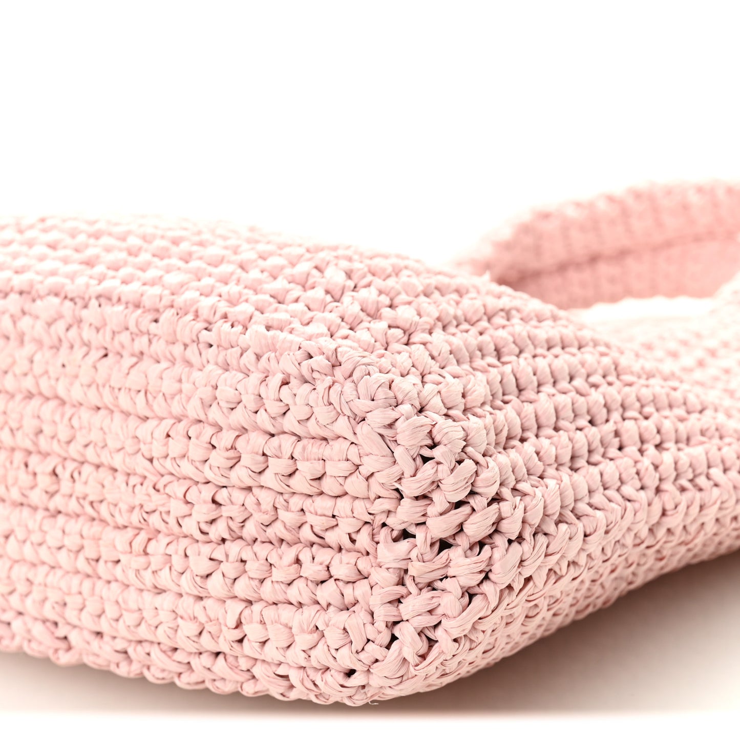 Yarn Raffia Effect Crochet Small Logo Tote Alabastro