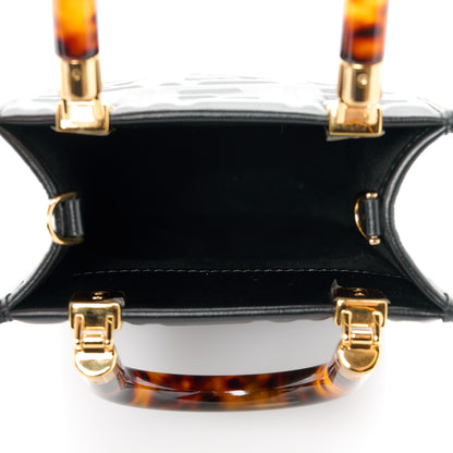 Fendi Vitello Plexiglass FF Embossed Mini Fendi Sunshine Shopper Tote Black 5 of 10