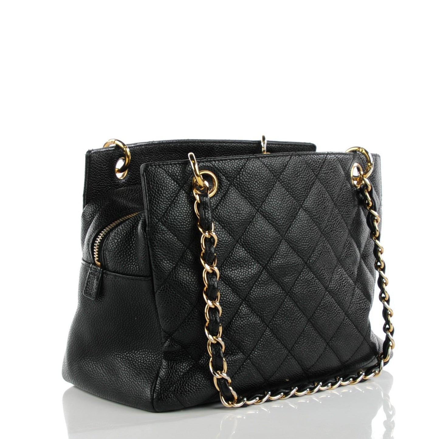 Caviar Quilted Petit Timeless Tote PTT Black
