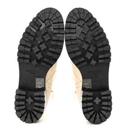 Jimmy Choo Grainy Calfskin Cruz Flat Ankle Booties 38.5 Cream 5 of 10