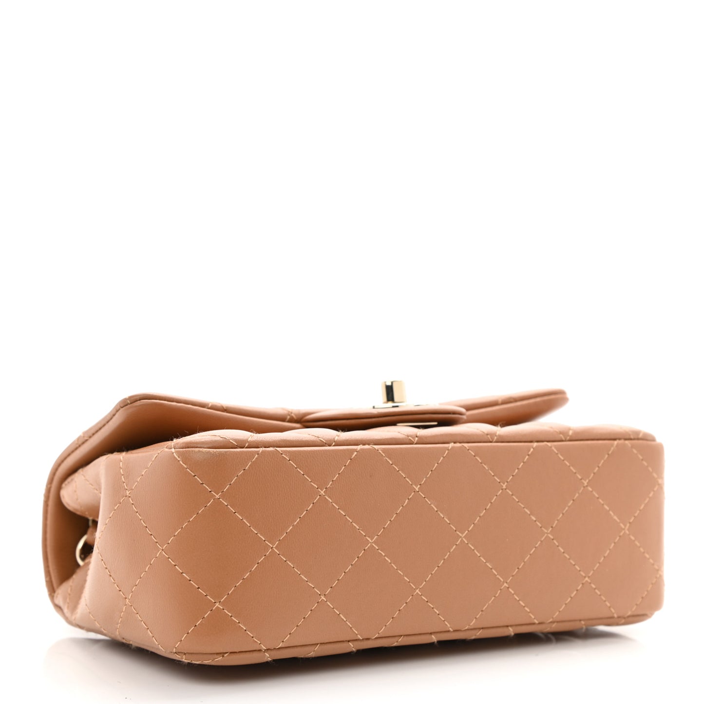 Lambskin Quilted Mini Rectangular Flap Brown