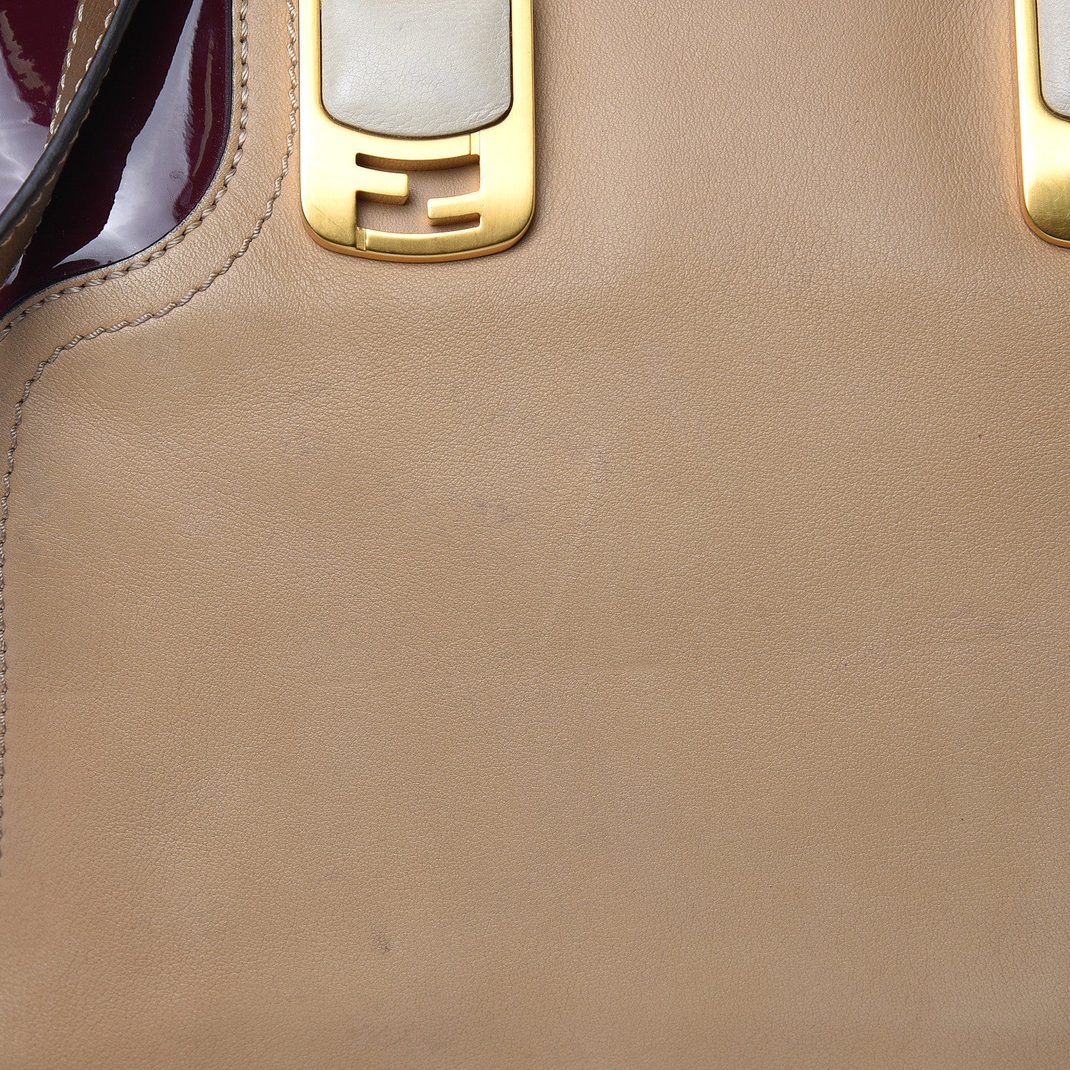 Fendi Calfskin Patent Small Chameleon Tote Cognac Bordeaux 15 of 16