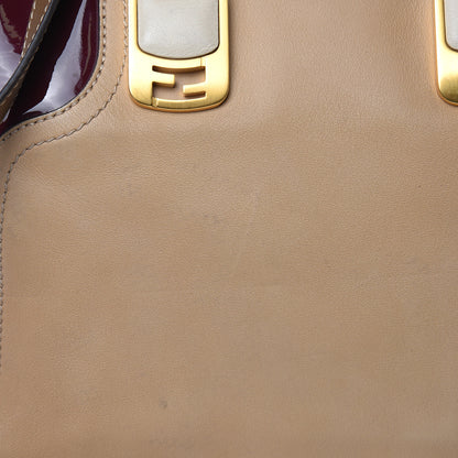 Fendi Calfskin Patent Small Chameleon Tote Cognac Bordeaux 15 of 16