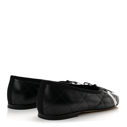 Chanel Lambskin Quilted CC Cambon Ballet Flats 36 Black White 5 of 9