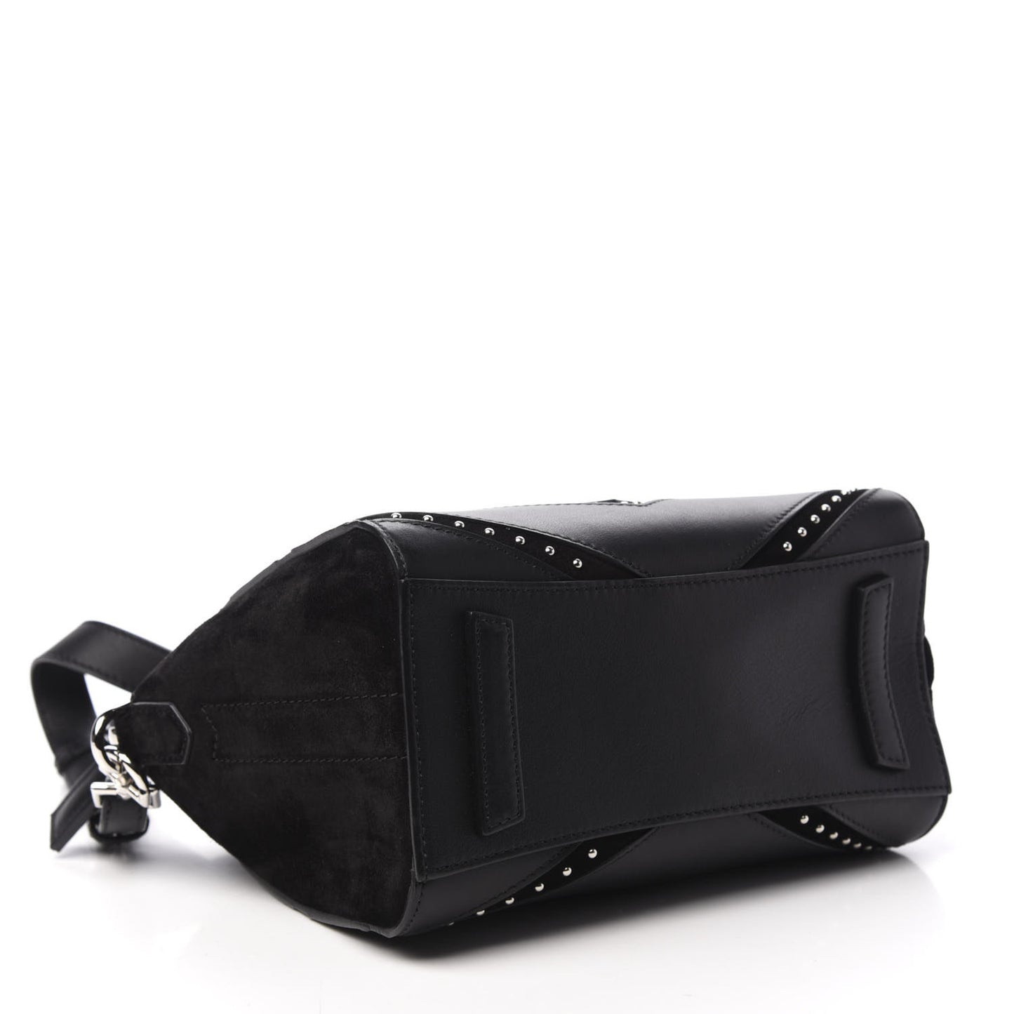 Calfskin Suede Mini Studded Chevron Antigona Black