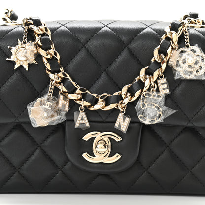 Chanel Lambskin Quilted Mini Coco Charms Rectangular Flap Black 8 of 11