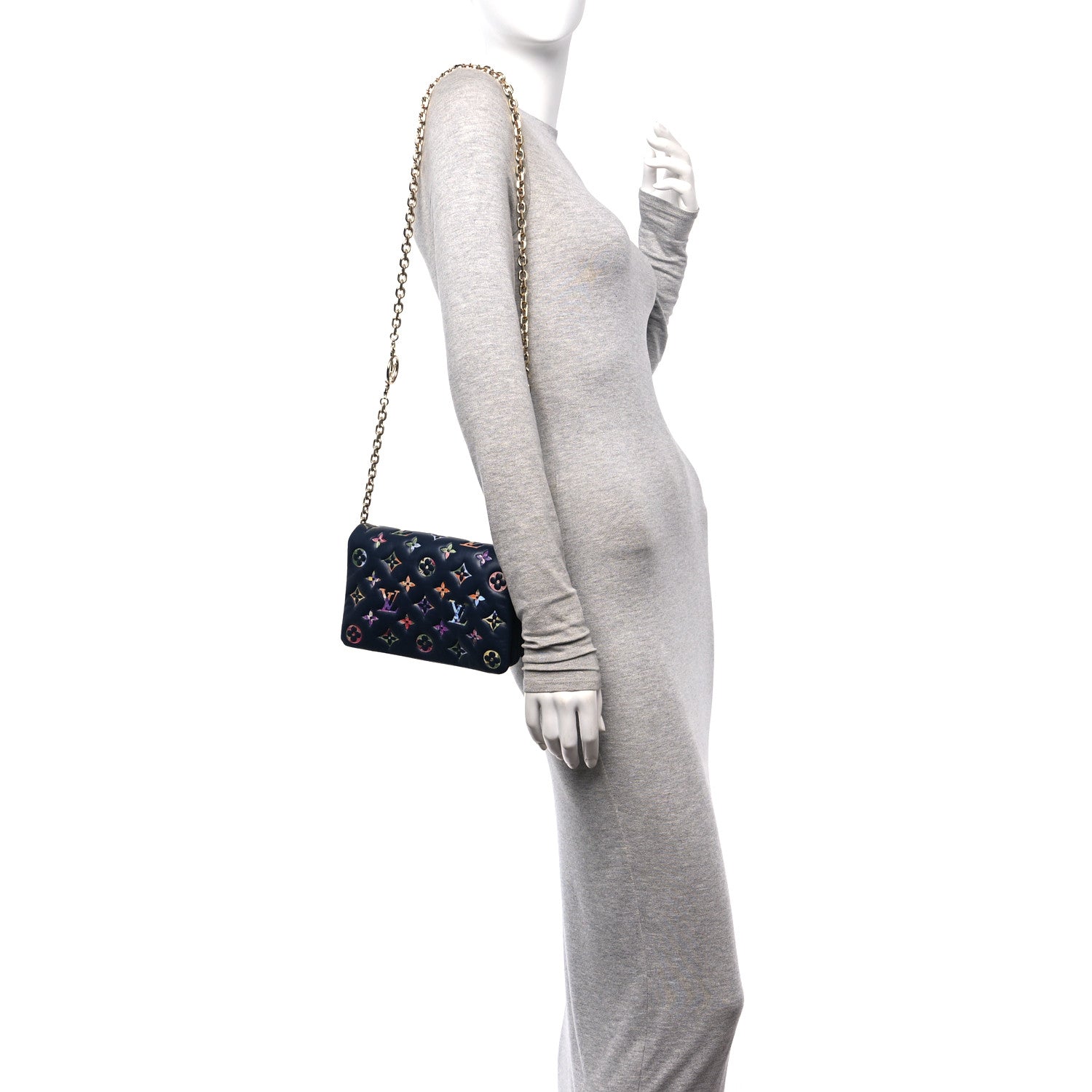 Louis Vuitton Lambskin Embossed Monogram LV Garden Pochette Coussin Navy 2 of 11