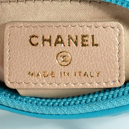 Chanel Lambskin Camellia Embossed Key Holder Case Turquoise 7 of 8