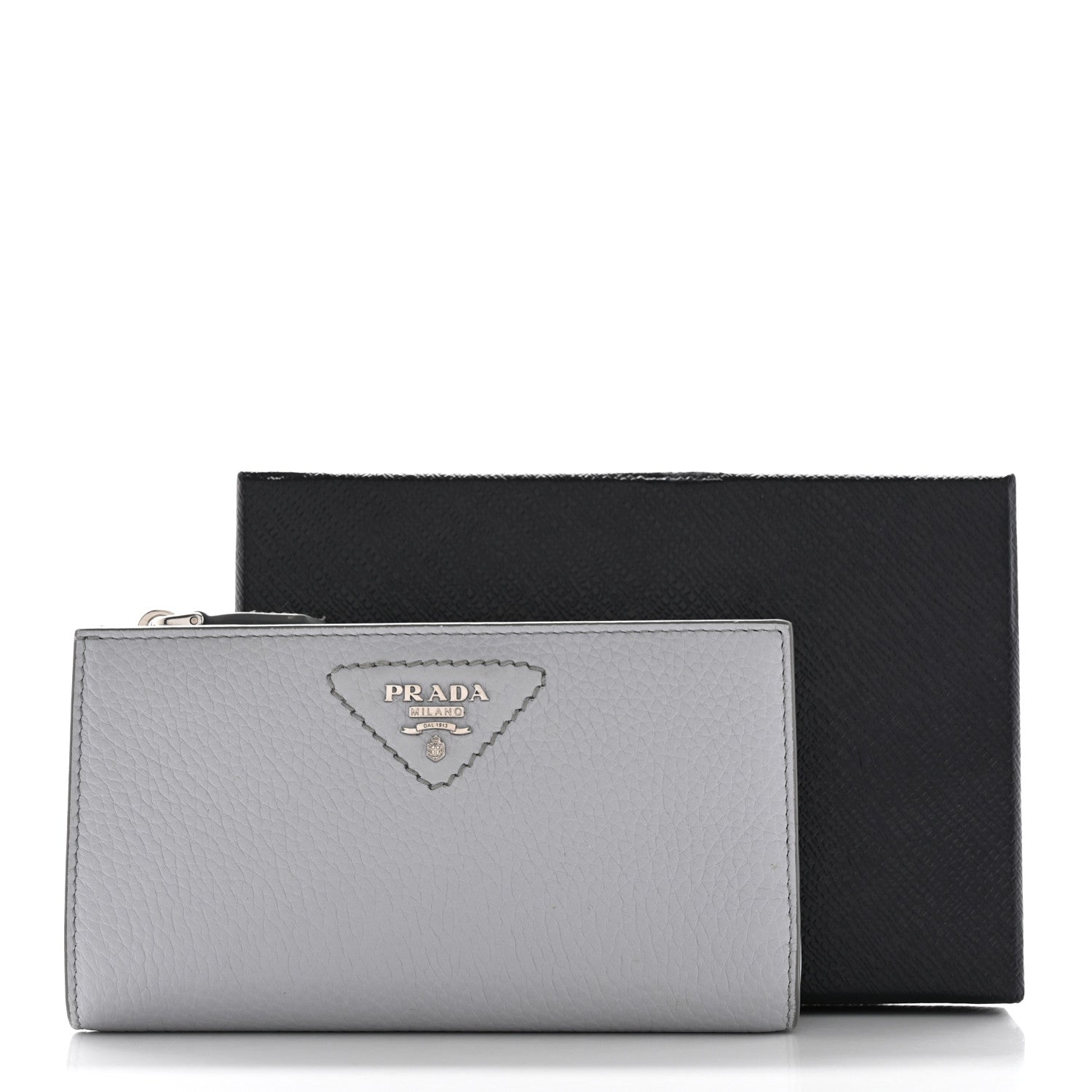 Prada Vitello Daino Triangle Continental Zip Wallet Fiordaliso 9 of 9