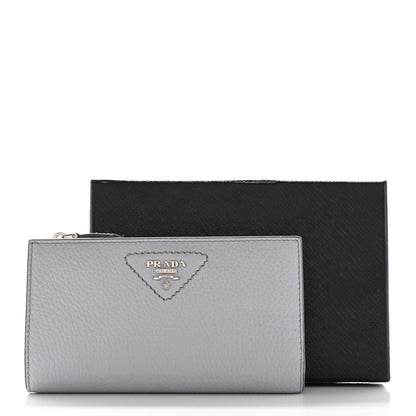 Prada Vitello Daino Triangle Continental Zip Wallet Fiordaliso 9 of 9