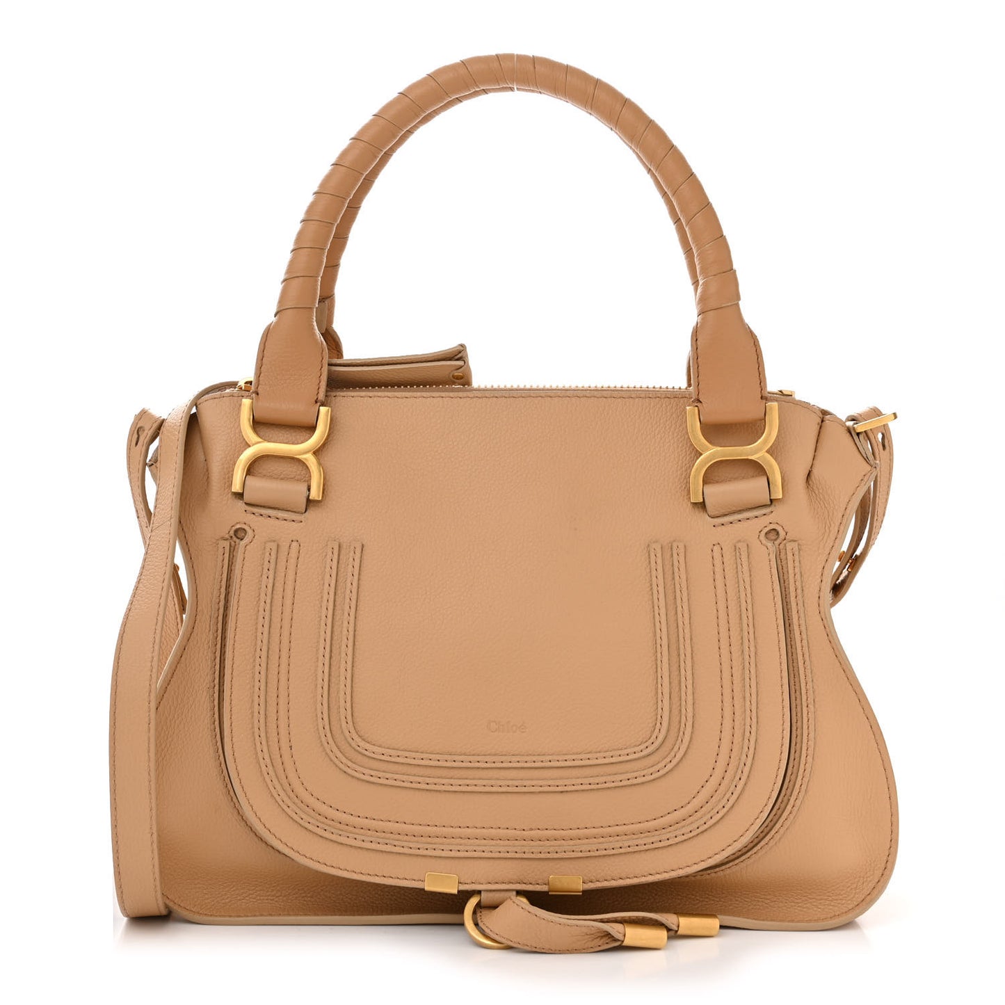 Calfskin Braided Medium Marcie Double Carry Milky Brown
