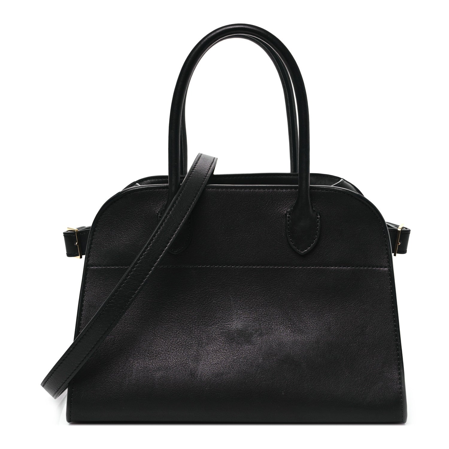 The Row Polished Saddle Calfskin Soft Margaux 10 Bag Black 1 of 9