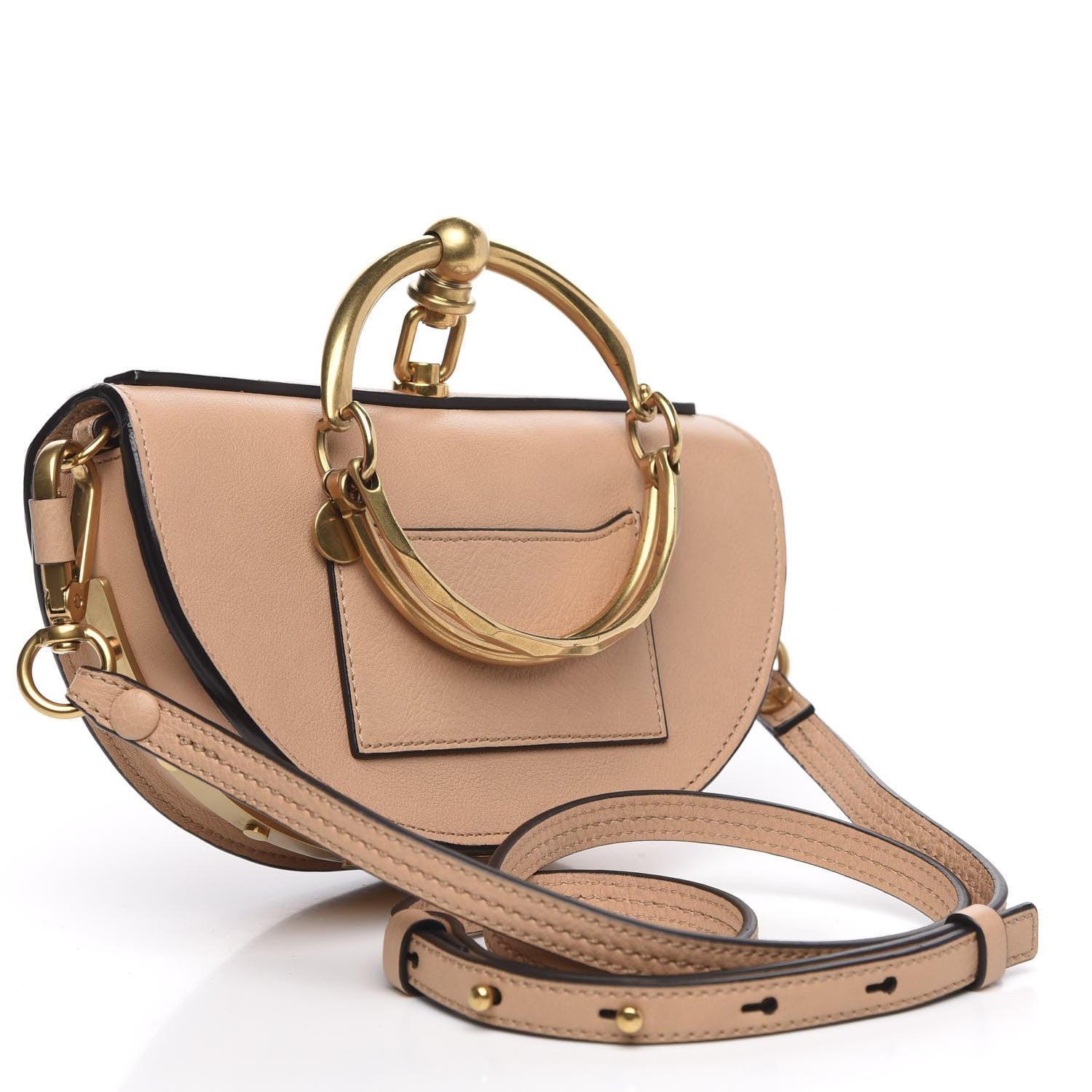 Chloe Suede Calfskin Constellation Studded Small Nile Bracelet Minaudiere Bag Blush Nude 3 of 9