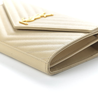 Saint Laurent Grain De Poudre Matelasse Chevron Monogram Chain Wallet Nude Powder 7 of 10