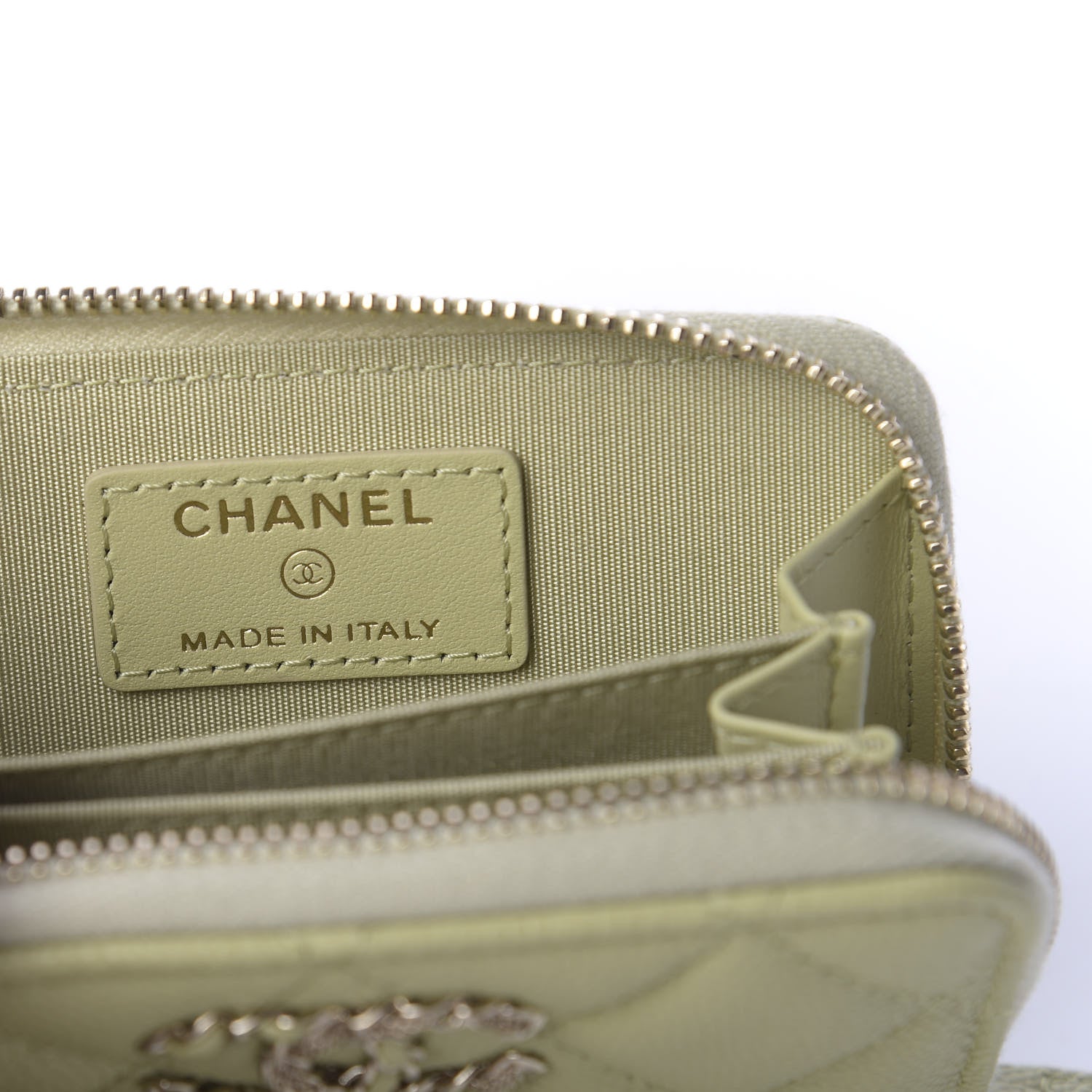 Chanel Caviar Quilted French New Wave Zip Coin Purse Light Green 6 of 8
