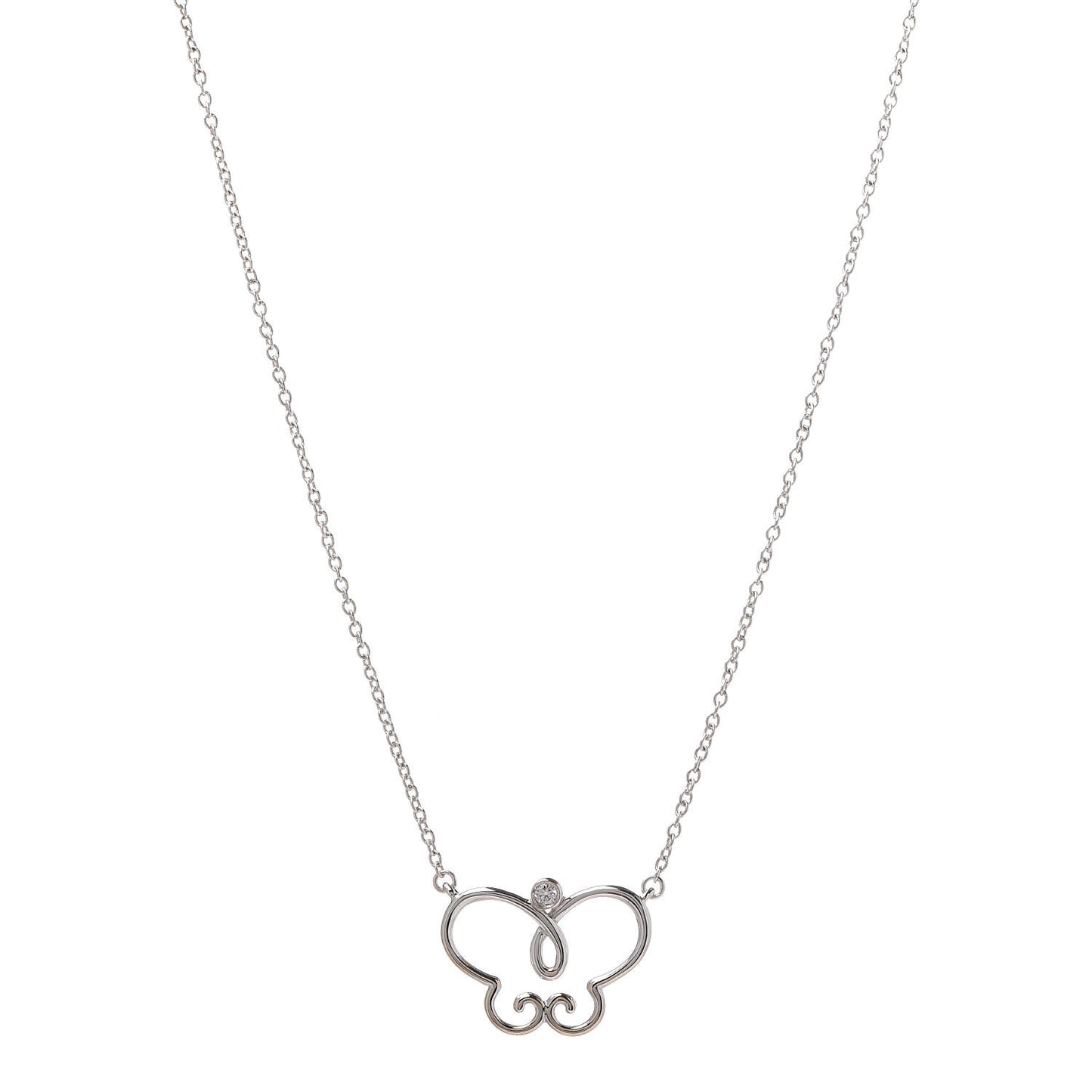 18K White Gold Diamond Paloma Picasso Butterfly Pendant Necklace
