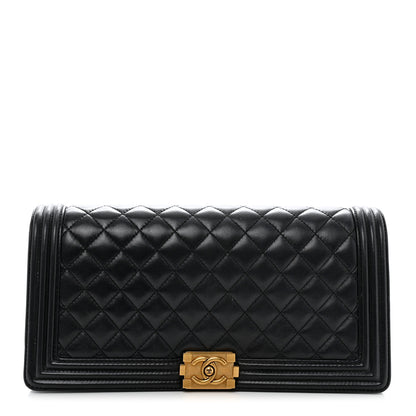 Chanel Lambskin Quilted Boy Flap Clutch Black 2 of 18