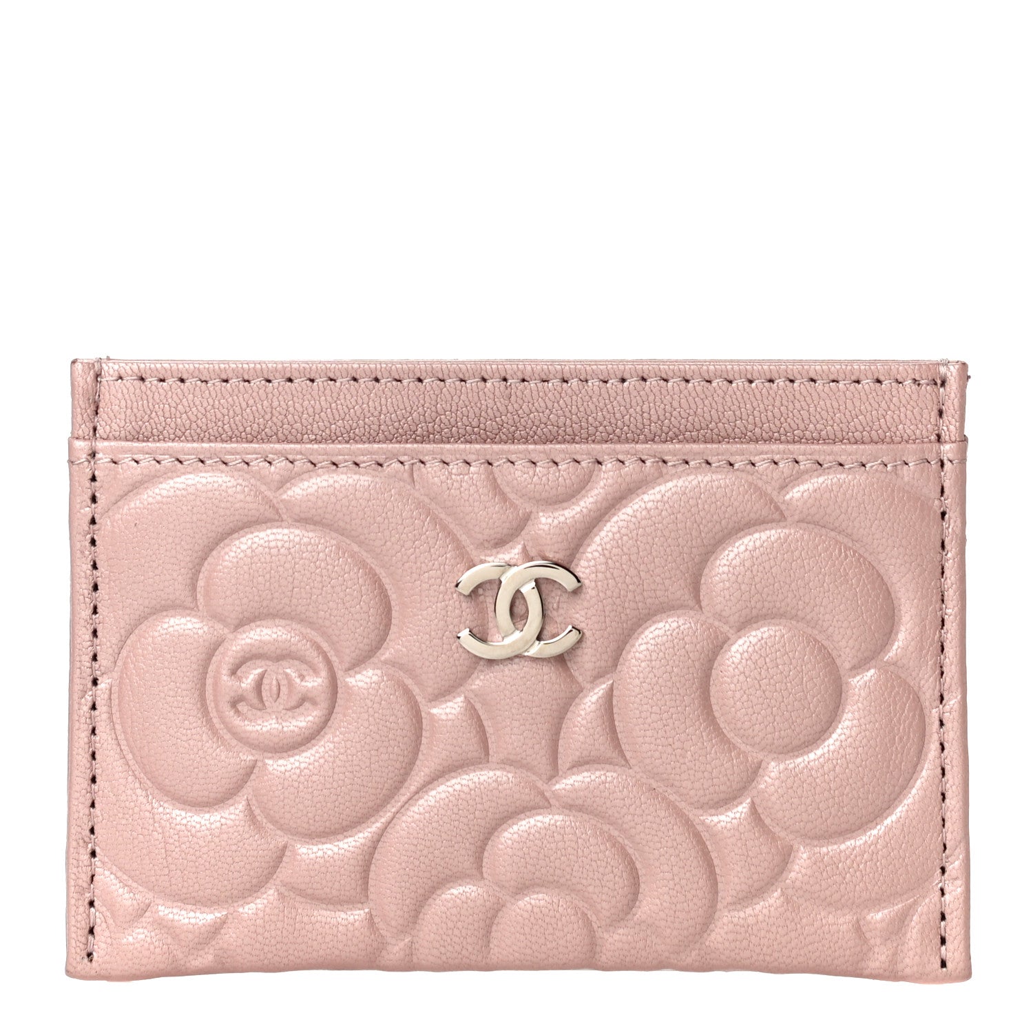 Chanel Goatskin Camellia Embossed Card Holder Light Pink 1 of 9