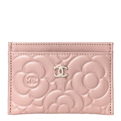 Chanel Goatskin Camellia Embossed Card Holder Light Pink 1 of 9