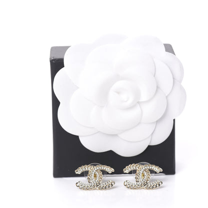 Chanel Crystal Chain CC Earrings Gold 5 of 5