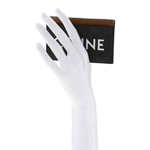 Triomphe Canvas Card Holder Tan