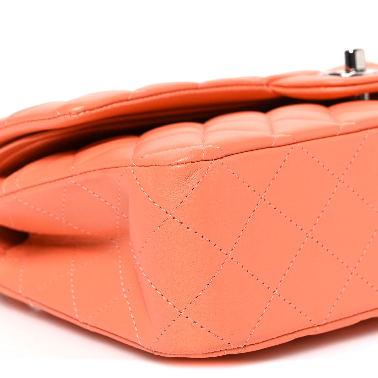 Chanel Lambskin Quilted Medium Double Flap Orange 9 of 11