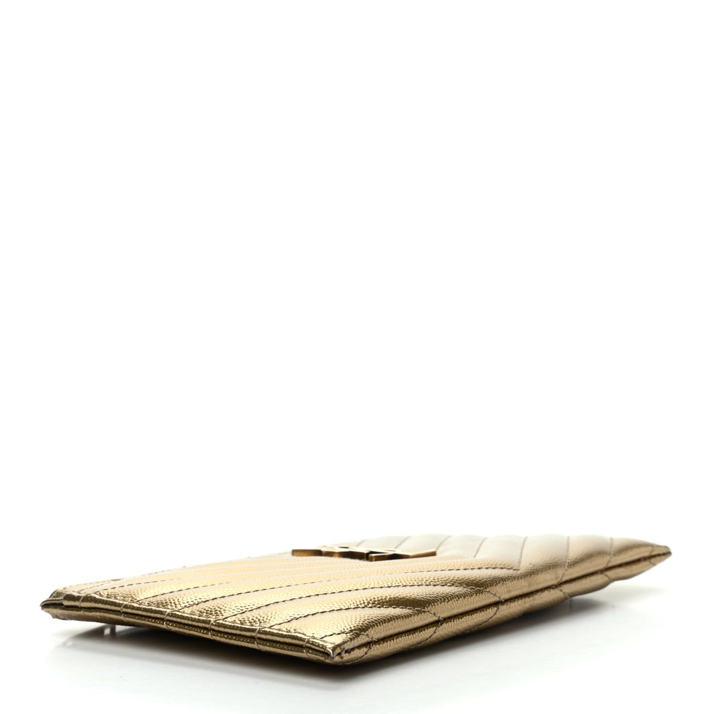 Iridescent Grain De Poudre Matelasse Chevron Monogram Bill Pouch Gold