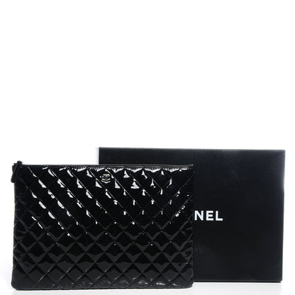 Chanel Patent Quilted Large Cosmetic Case Black 5 of 8