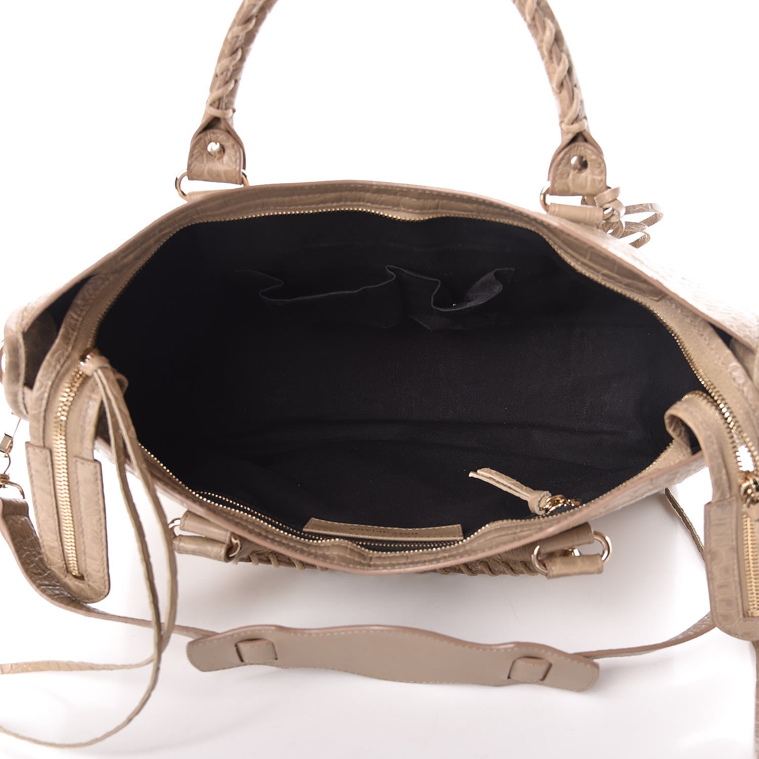 Balenciaga Calfskin Crocodile Embossed Classic Gold Hardware City Beige Latte 5 of 12