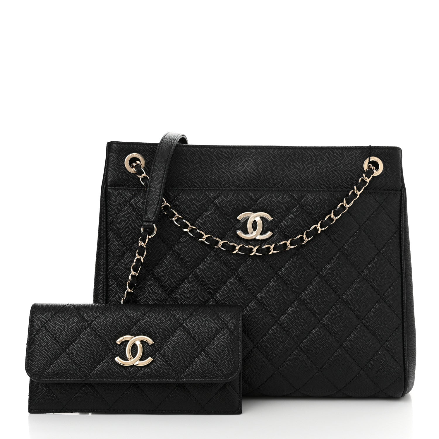 Chanel Caviar Quilted In Out Flap Shopping Tote Black 3 of 12