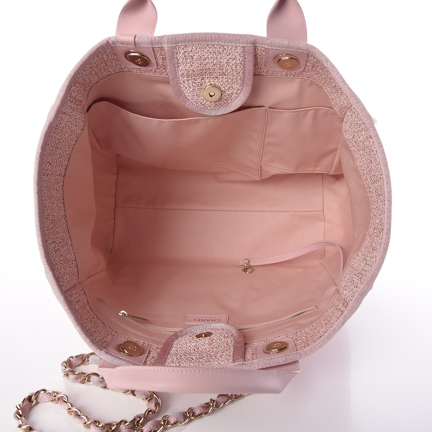 Chanel Straw Lurex Large Deauville Tote Pink 7 of 10