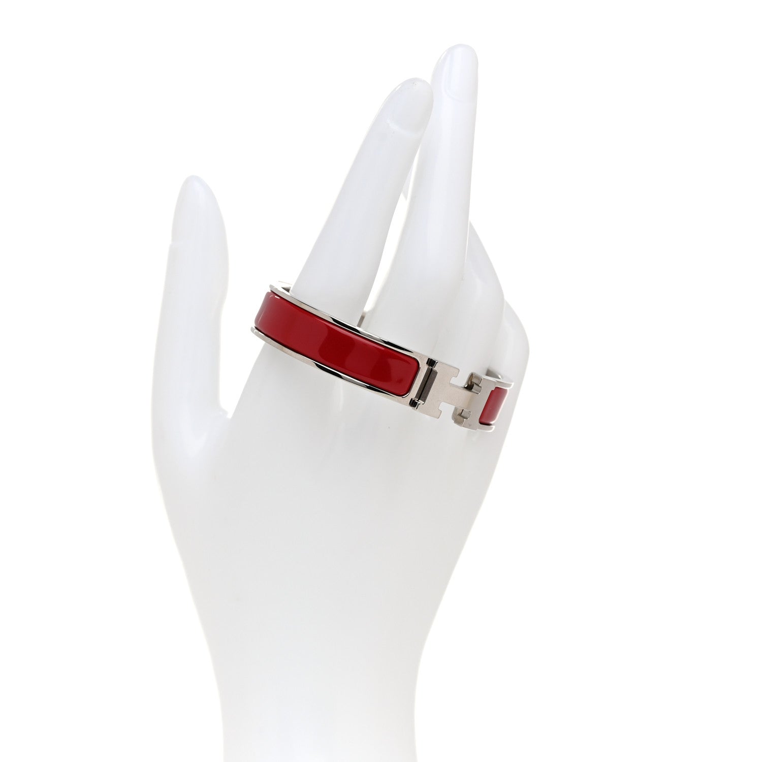 Hermes Enamel Narrow Clic Clac H Bracelet PM Rouge 2 of 5