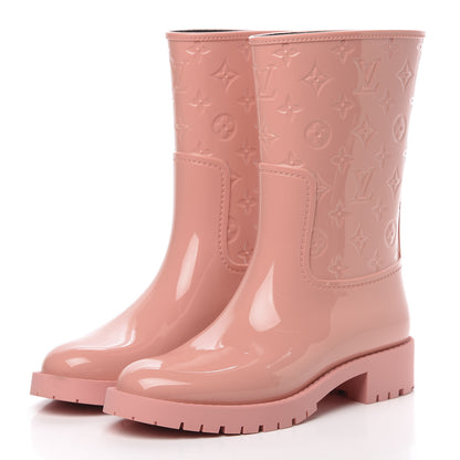 Louis Vuitton Rubber Embossed Monogram Drops Flat Half Boots 40 Pale Pink 3 of 7
