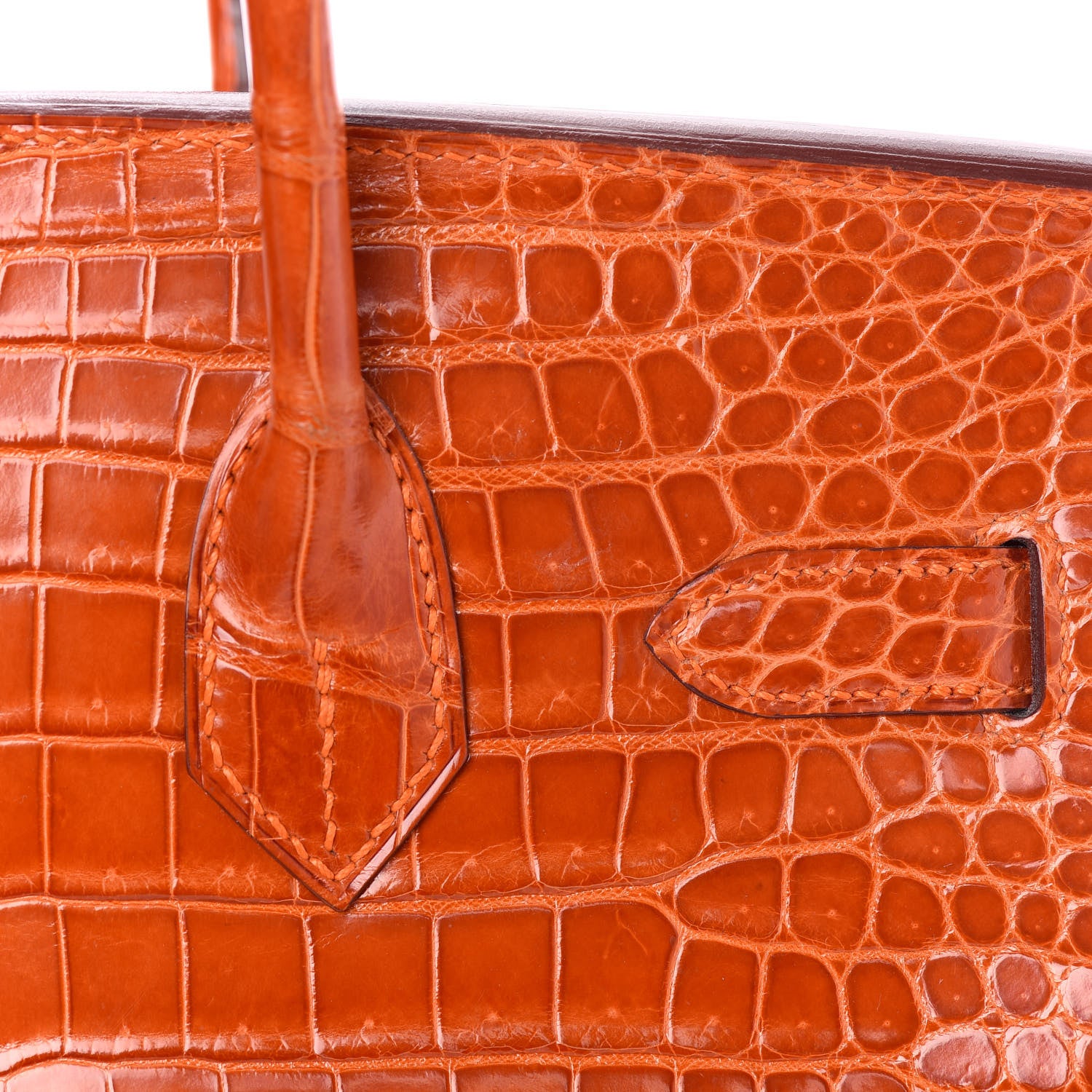 Hermes Shiny Porosus Crocodile Birkin 30 Orange 26 of 29