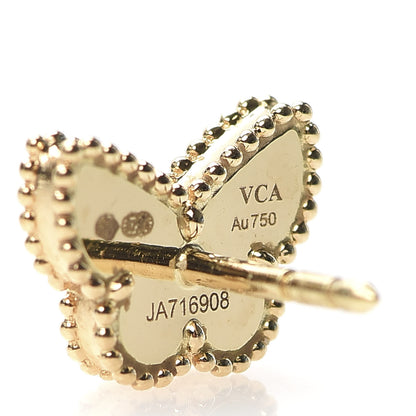 Van Cleef & Arpels 18K Yellow Gold Mother of Pearl Sweet Alhambra Butterfly Earrings 5 of 5