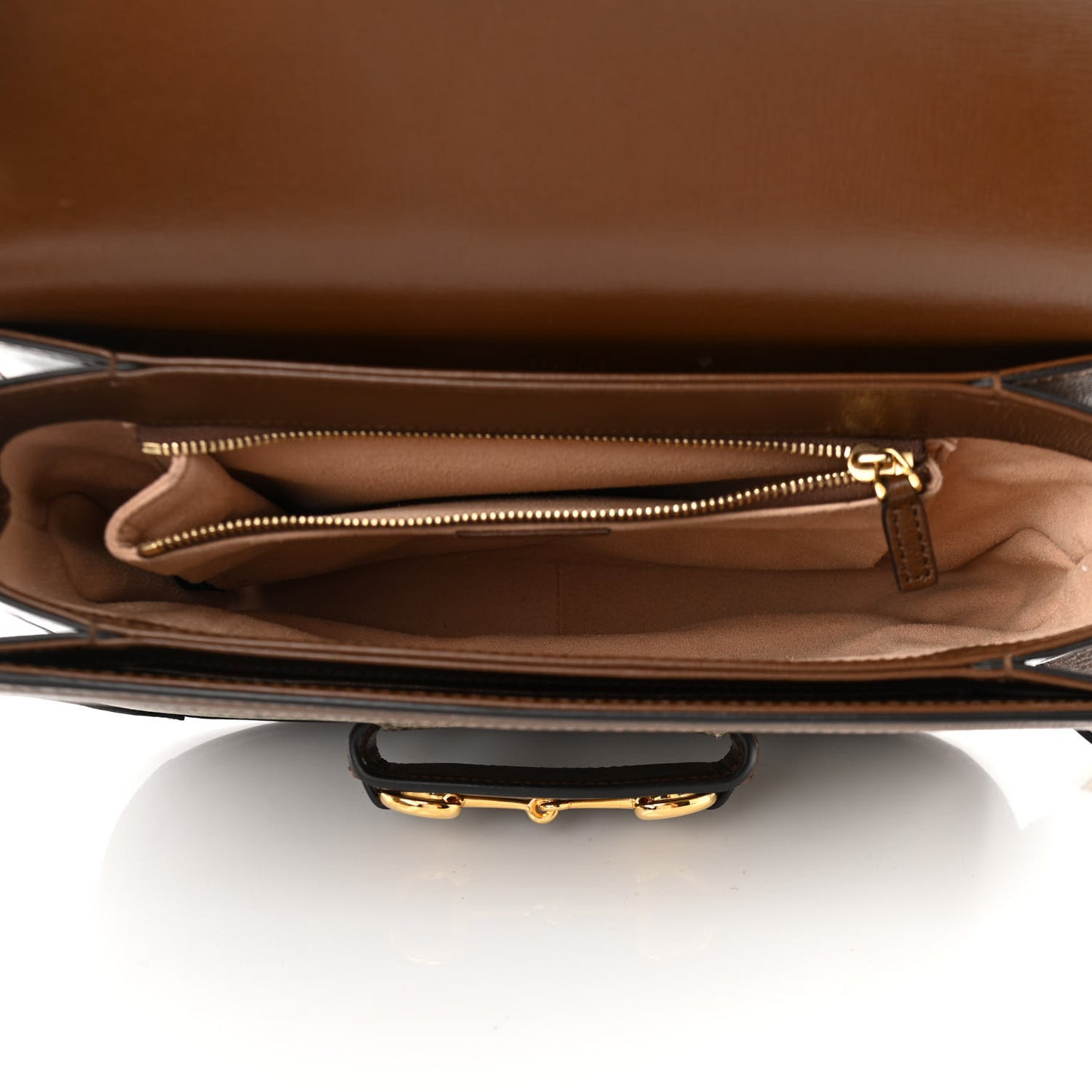 GG Supreme Monogram Horsebit 1955 Shoulder Bag Beige Brown Sugar