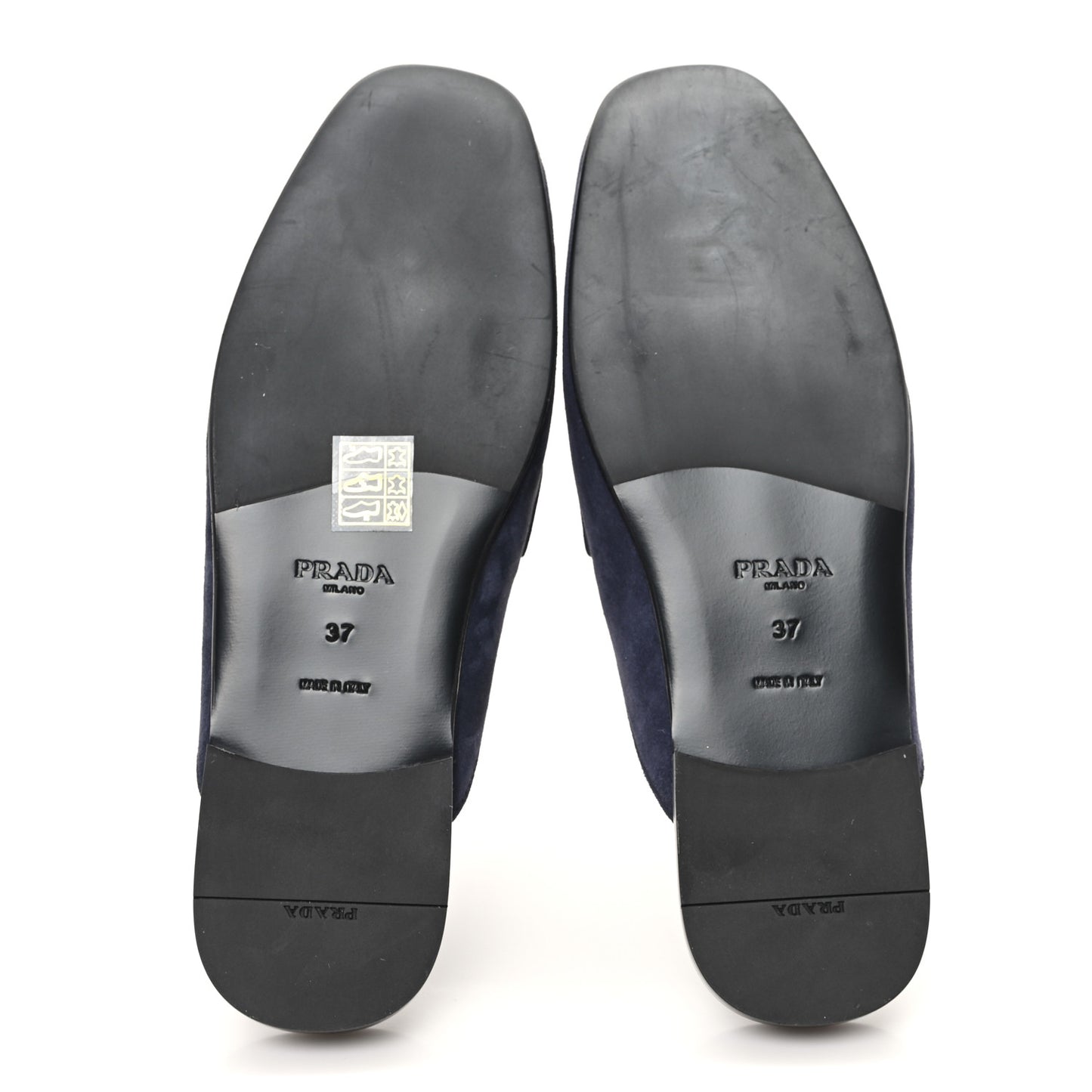 Suede Metal Triangle Logo 10mm Loafer Mules 37 Bleu