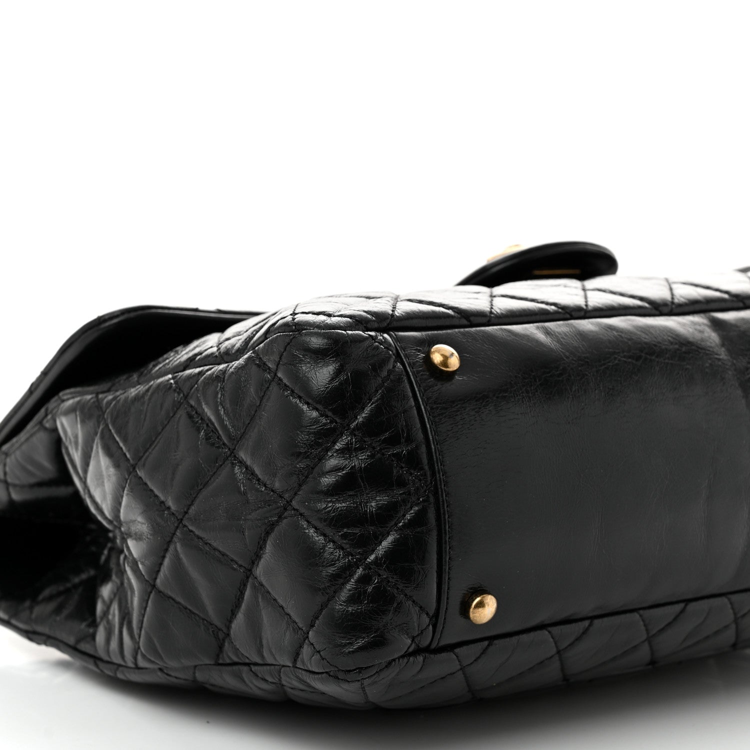 Chanel Glazed Calfskin Castle Rock Large Flap Black Burgundy 9 of 11