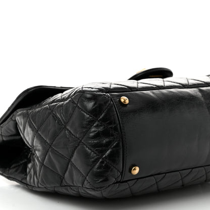 Chanel Glazed Calfskin Castle Rock Large Flap Black Burgundy 9 of 11