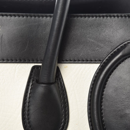 Celine Smooth Calfskin Shrunken Lambskin Mini Bi-Color Luggage Black White 9 of 14