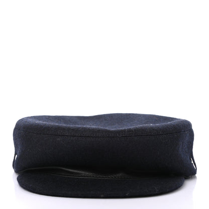 Hermes Wool Calfskin Dani Cap 57 Marine Black 3 of 8