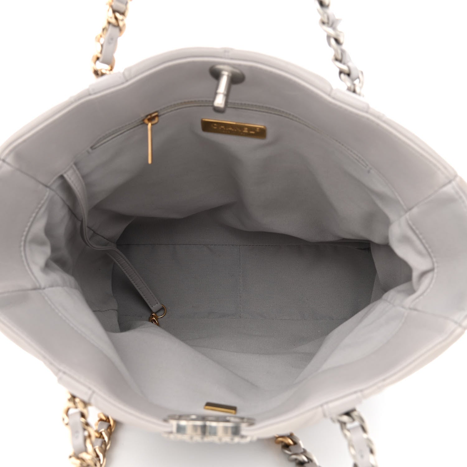 Chanel Lambskin Quilted Chanel 19 Shopping Bag Grey 5 of 12