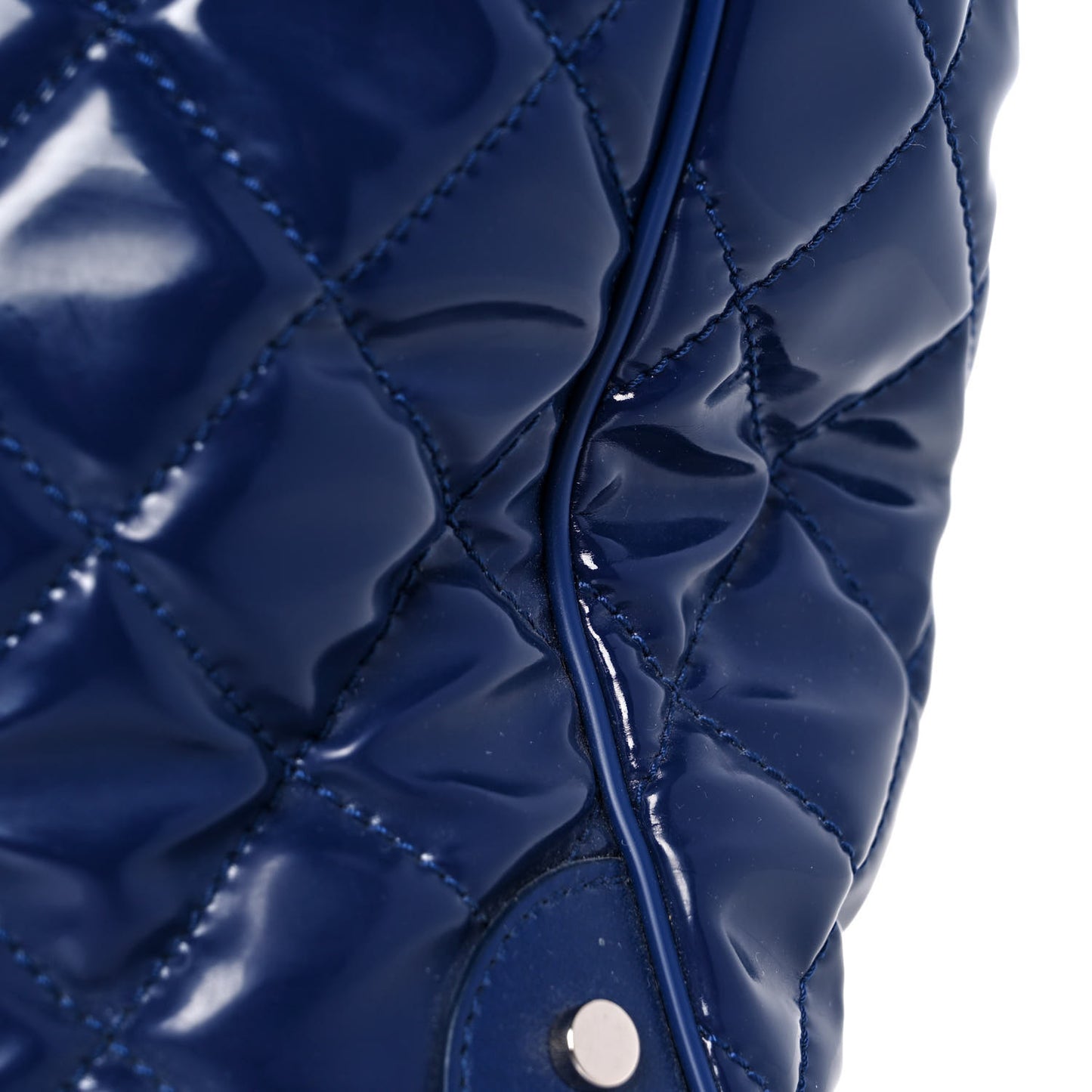 Patent Quilted Travel Bag Blue