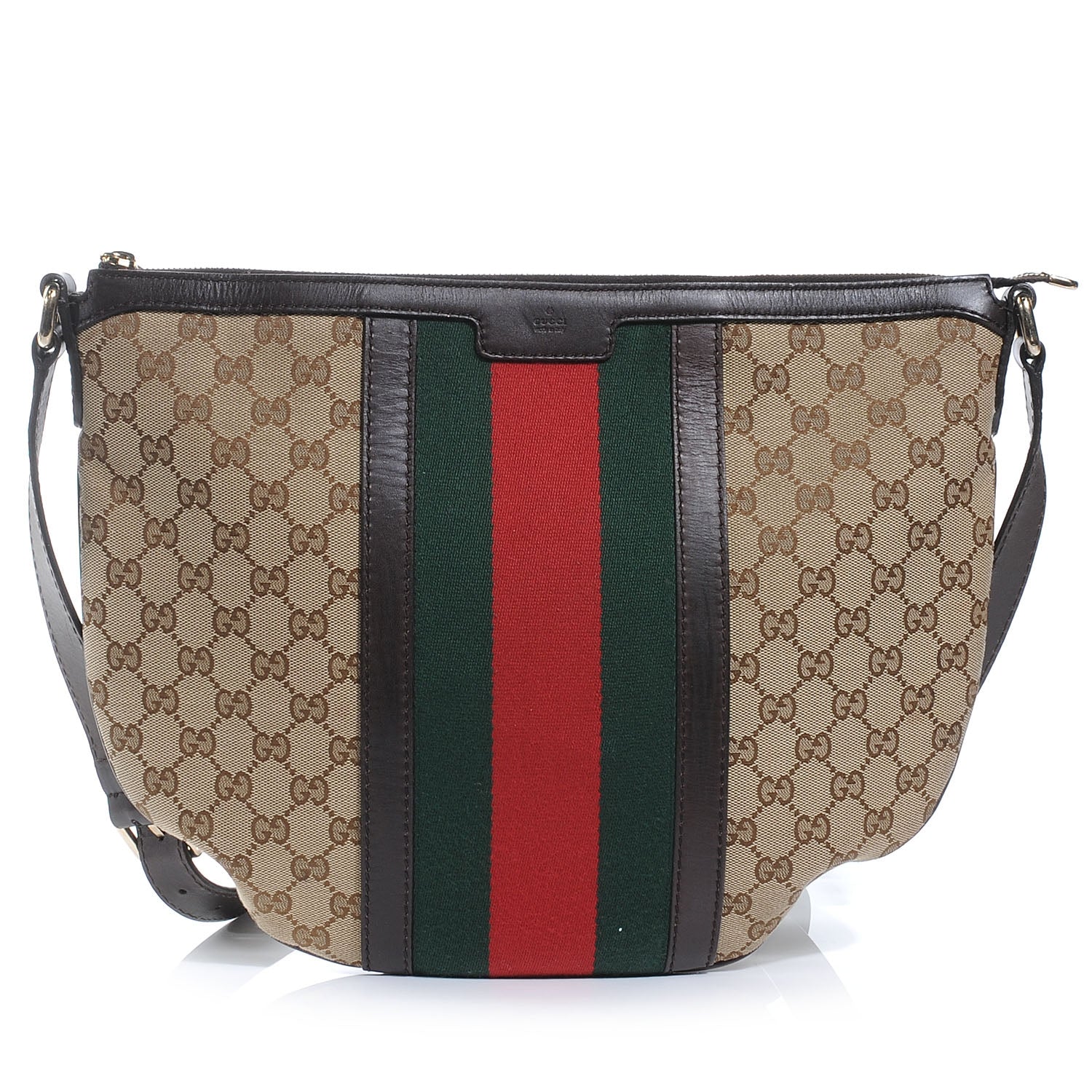 Gucci Monogram Vintage Web Medium Half Moon Hobo Ebony 1 of 7