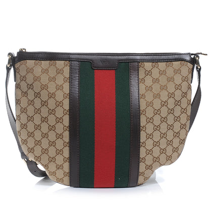 Gucci Monogram Vintage Web Medium Half Moon Hobo Ebony 1 of 7